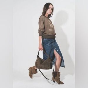 Isabel Marant Dark Blue Denim Button-Front Midi Skirt